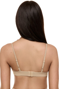 Model wearing Formation Xali Bralette in desert, back view showing adjustable straps and adjustable under band