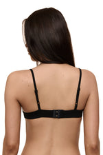 Back view of Formation Xali Bralette in noir on model, showing adjustable straps and adjustable under band.